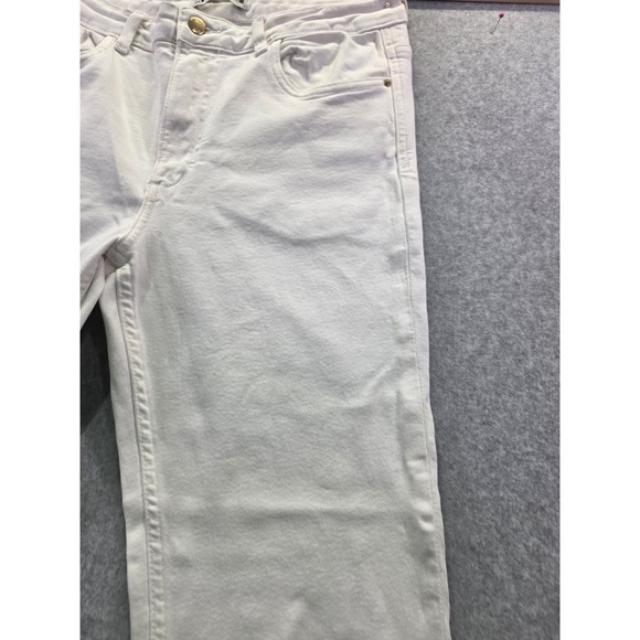 Zara Womens White Wide Leg Frayed Hem Denim Jeans High Rise Size 8 - Picture 4 of 16